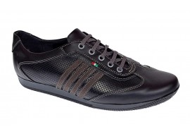 Pantofi barbati sport din piele naturala , Negru - GKR93N